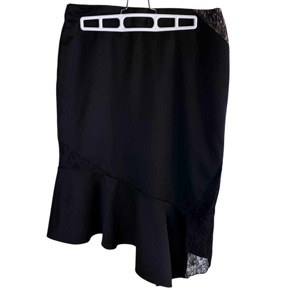 Alice + Olivia Black Asymmetrical Skirt Lace Inserts NWT